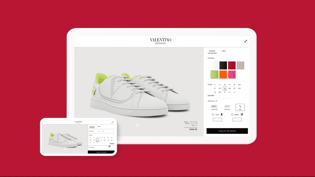 Configurateur produit interactif backnet Valentino